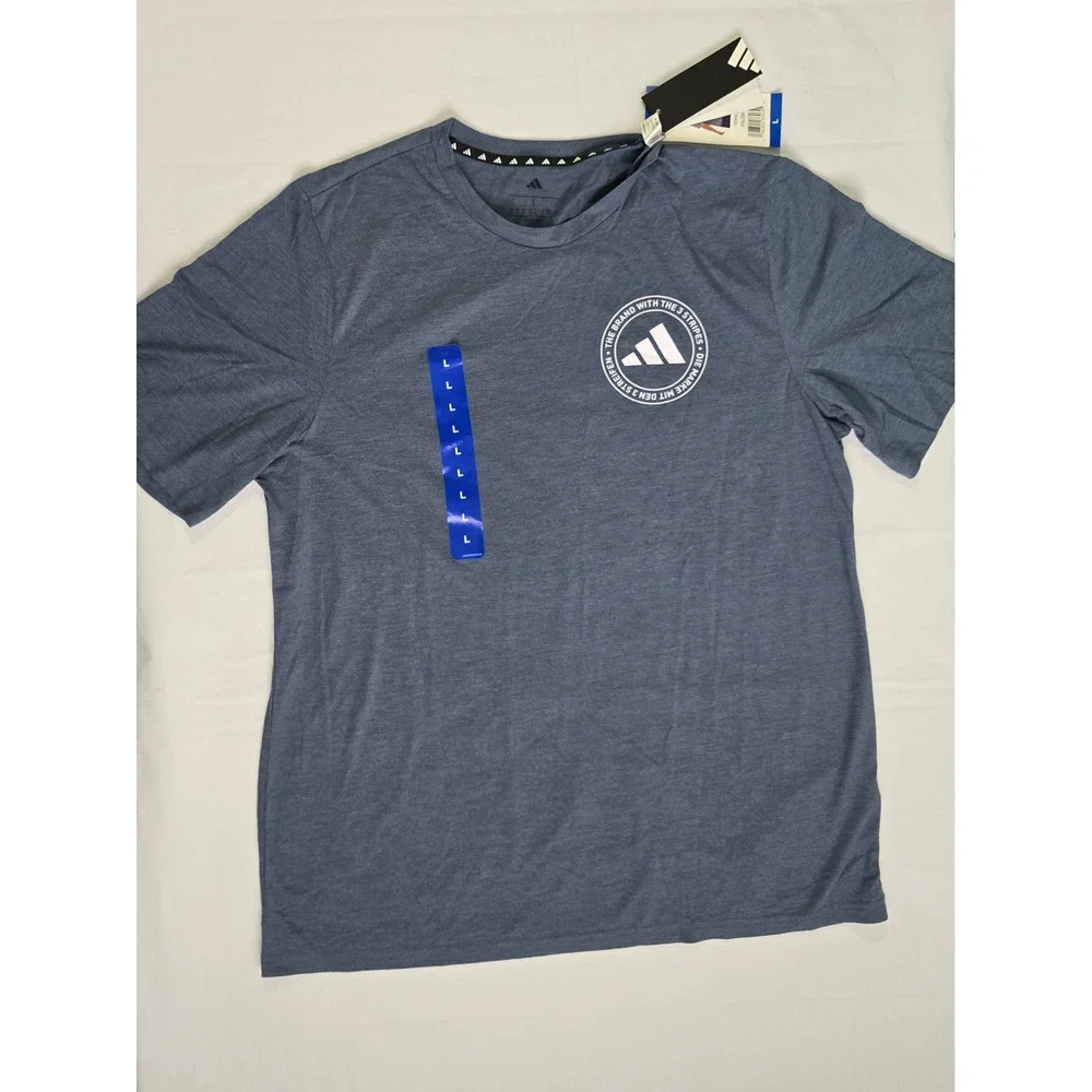 Adidas Mens CSCO Emblem Graphic Tee Blue Heather T-Shirt KU9183 Large